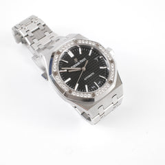 Audemars Piguet Royal Oak Lady 37mm Black Dial Diamond Bezel, purchased new from an authorised dealer June 2018