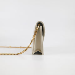 Saint Laurent Cassandre Envelope Chain Wallet Calfskin White
