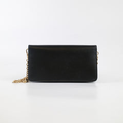 Prada Smalto Robot Pins Wallet on Chain Black Saffiano Leather