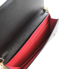 Prada Smalto Robot Pins Wallet on Chain Black Saffiano Leather