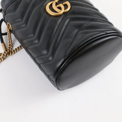 Gucci GG Marmont Mini Bucket Bag Black Calfskin