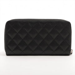 Chanel Caviar Long Zip Wallet Black