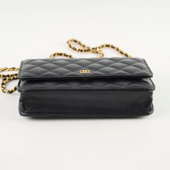 Chanel Caviar Wallet on Chain WOC Black GHW Microchipped