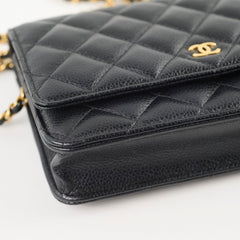Chanel Caviar Wallet on Chain WOC Black GHW Microchipped