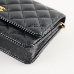 Chanel Caviar Wallet on Chain WOC Black GHW Microchipped