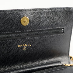 Chanel Caviar Wallet on Chain WOC Black GHW Microchipped