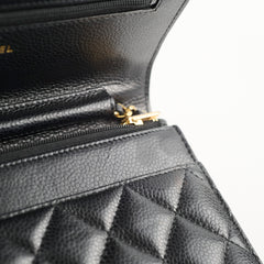Chanel Caviar Wallet on Chain WOC Black GHW Microchipped