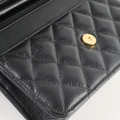 Chanel Caviar Wallet on Chain WOC Black GHW Microchipped