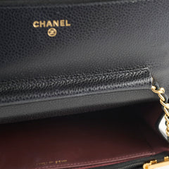 Chanel Caviar Wallet on Chain WOC Black GHW Microchipped