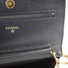 Chanel Caviar Wallet on Chain WOC Black GHW Microchipped