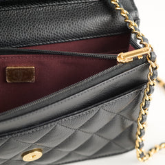 Chanel Caviar Wallet on Chain WOC Black GHW Microchipped