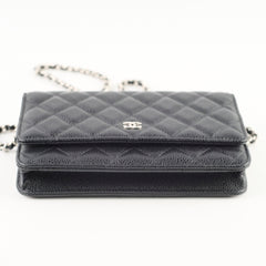 Chanel Caviar Wallet on Chain WOC Black SHW