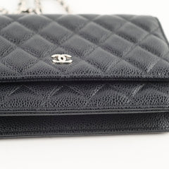 Chanel Caviar Wallet on Chain WOC Black SHW