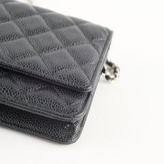Chanel Caviar Wallet on Chain WOC Black SHW