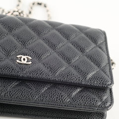 Chanel Caviar Wallet on Chain WOC Black SHW