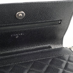 Chanel Caviar Wallet on Chain WOC Black SHW