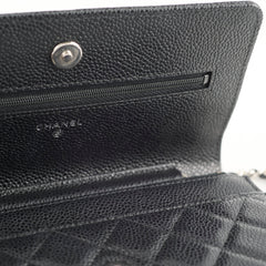 Chanel Caviar Wallet on Chain WOC Black SHW