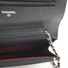 Chanel Caviar Wallet on Chain WOC Black SHW