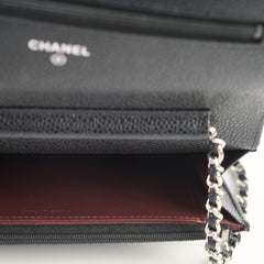 Chanel Caviar Wallet on Chain WOC Black SHW