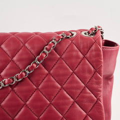 Chanel Quilted Maxi Travel Tote Lambskin Red