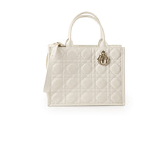 Christian Dior Medium Book Tote Macrocannage Calfskin Ivory