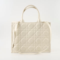 Christian Dior Medium Book Tote Macrocannage Calfskin Ivory