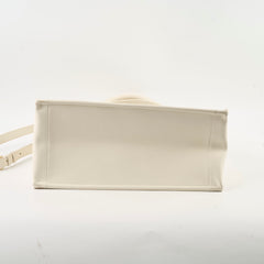 Christian Dior Medium Book Tote Macrocannage Calfskin Ivory