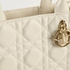 Christian Dior Medium Book Tote Macrocannage Calfskin Ivory