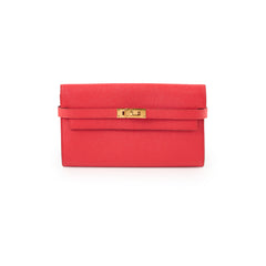 Hermes Kelly Wallet Rouge Tomate (S5) Epsom Gold hardware X Stamp
