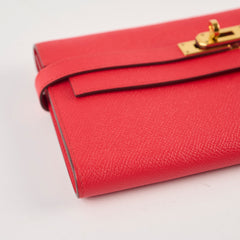 Hermes Kelly Wallet Rouge Tomate (S5) Epsom Gold hardware X Stamp