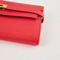Hermes Kelly Wallet Rouge Tomate (S5) Epsom Gold hardware X Stamp