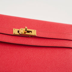 Hermes Kelly Wallet Rouge Tomate (S5) Epsom Gold hardware X Stamp