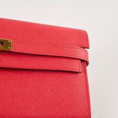 Hermes Kelly Wallet Rouge Tomate (S5) Epsom Gold hardware X Stamp
