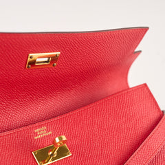 Hermes Kelly Wallet Rouge Tomate (S5) Epsom Gold hardware X Stamp