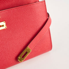 Hermes Kelly Wallet Rouge Tomate (S5) Epsom Gold hardware X Stamp