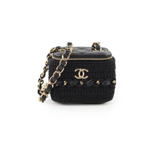 Chanel Box Vanity Case Wool/ Lambskin Thick Chain