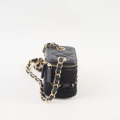 Chanel Box Vanity Case Wool/ Lambskin Thick Chain