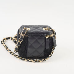 Chanel Box Vanity Case Wool/ Lambskin Thick Chain