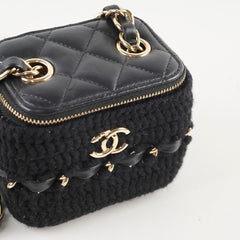 Chanel Box Vanity Case Wool/ Lambskin Thick Chain