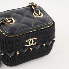 Chanel Box Vanity Case Wool/ Lambskin Thick Chain