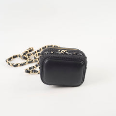 Chanel Box Vanity Case Wool/ Lambskin Thick Chain