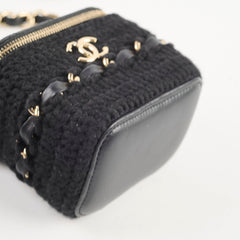 Chanel Box Vanity Case Wool/ Lambskin Thick Chain
