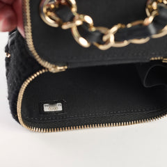 Chanel Box Vanity Case Wool/ Lambskin Thick Chain