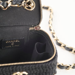 Chanel Box Vanity Case Wool/ Lambskin Thick Chain