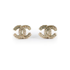Chanel CC Logo Crystal Stud Earrings