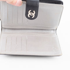 Chanel Camelia Embossed Lambskin Bi-Fold Wallet Black
