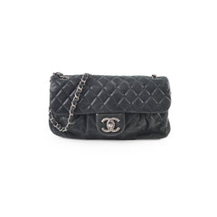 Chanel Chain Around Shiny Leather Messenger Bag Black