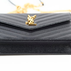 Saint Laurent Cassandre Black Wallet On Chain WOC