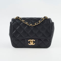 Chanel Caviar Mini Square 24k Gold Black - Series 12