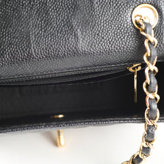 Chanel Caviar Mini Square 24k Gold Black - Series 12